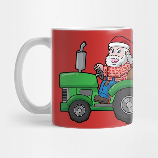 Santa Claus Farmer Tractor Merry Christmas by E